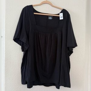 NWT Lane Bryant Black Square Neck T-shirt Blouse Size 30/32